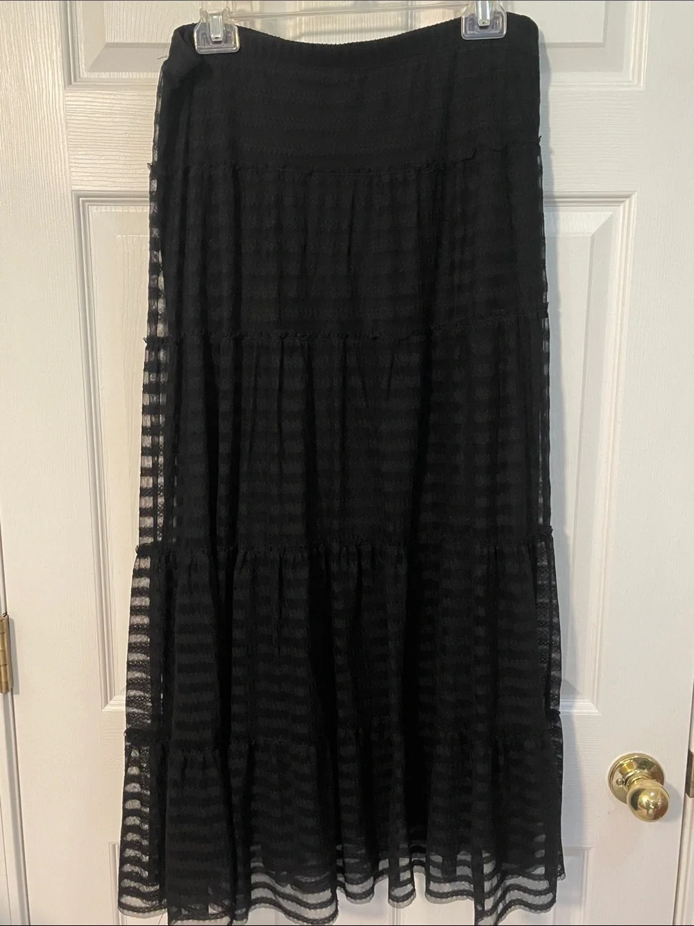 Sophie Max Black Tiered Maxi Skirt Sz- L